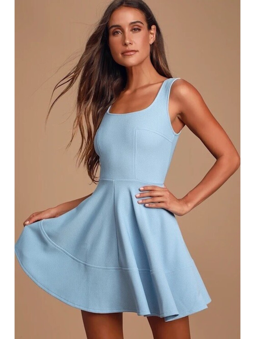 Lulus Home Before Daylight Periwinkle Sleeveless Skater Dress Sz Small NWT